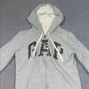 GAP Kids grey and white fleece jacket